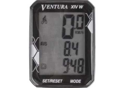 Велокомпьютер VENTURA XIV W, 14 функций, беспроводной, черны - 1/3